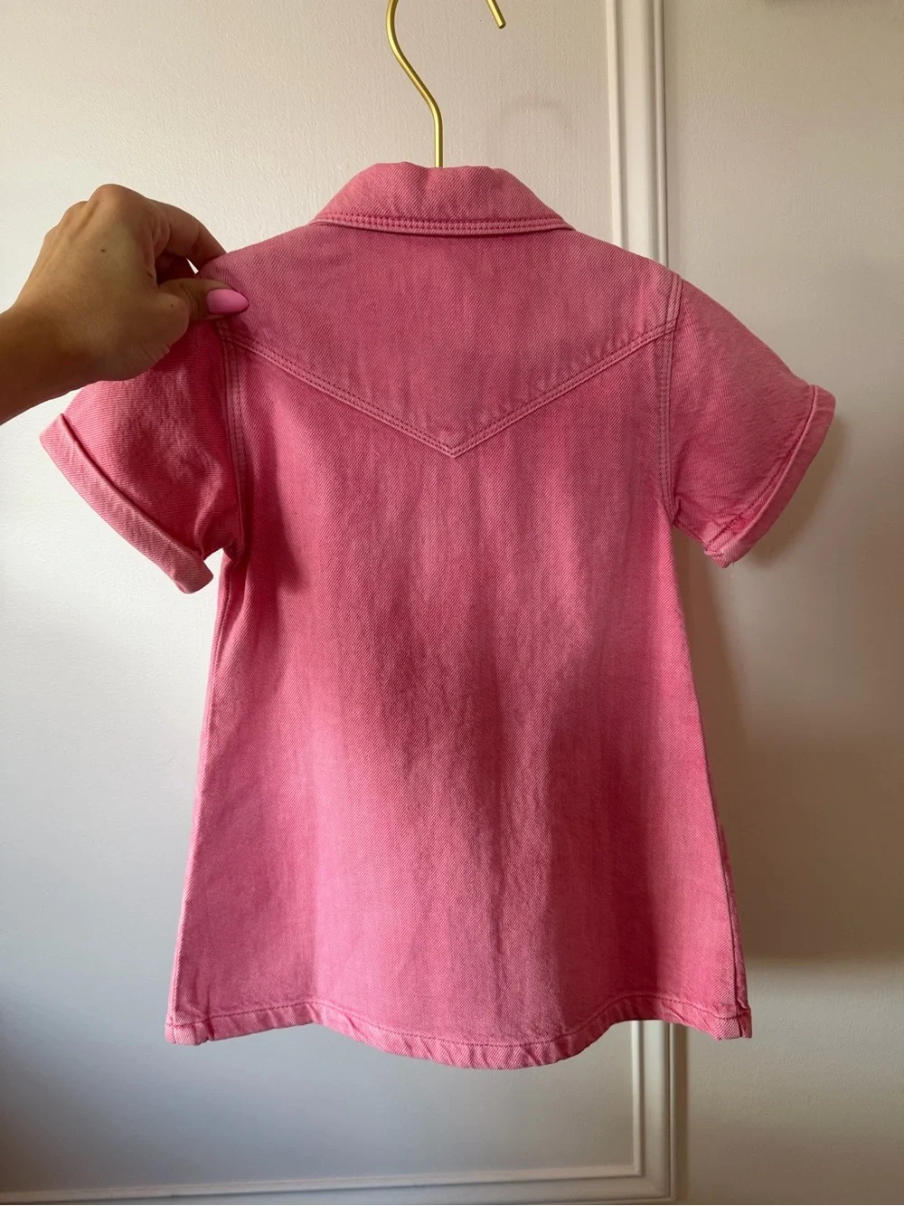 NWT zara toddler pink denim button shirt dress size 12-18 months